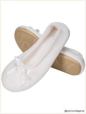 Satin Memory Foam Ballerina Slippers with Non-slip Rubber Sole